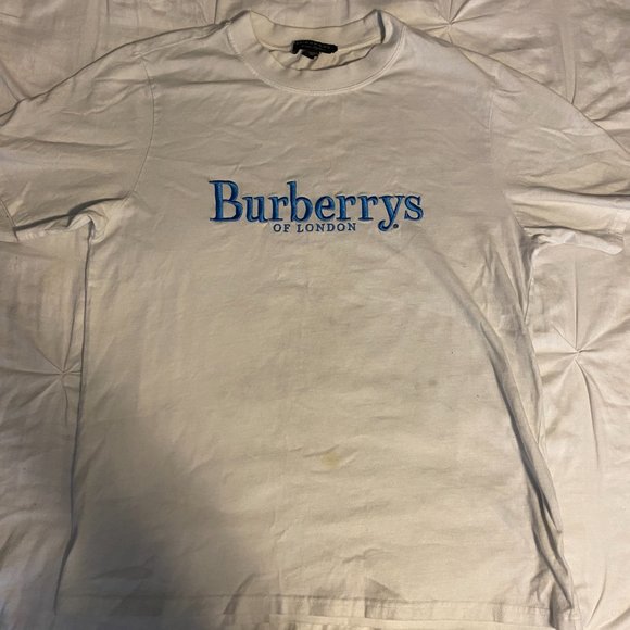 Burberry White and Blue Short Sleeve Tee - Picture 2 of 3